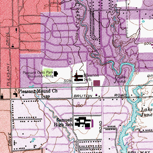 Topographic Map of Blanton School, TX