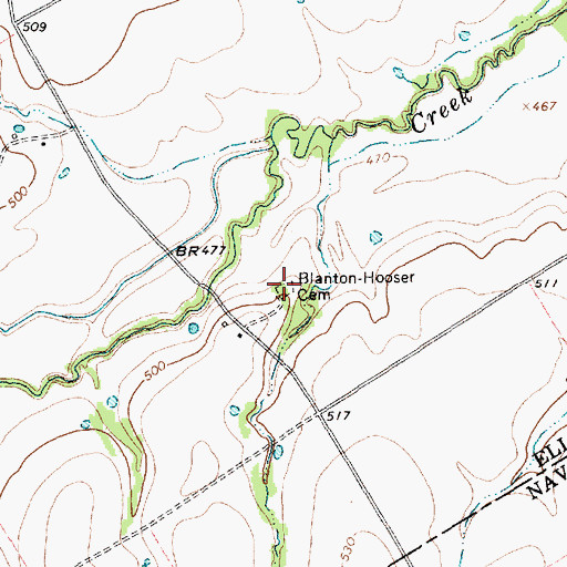 Topographic Map of Blanton-Hooser Cemetery, TX