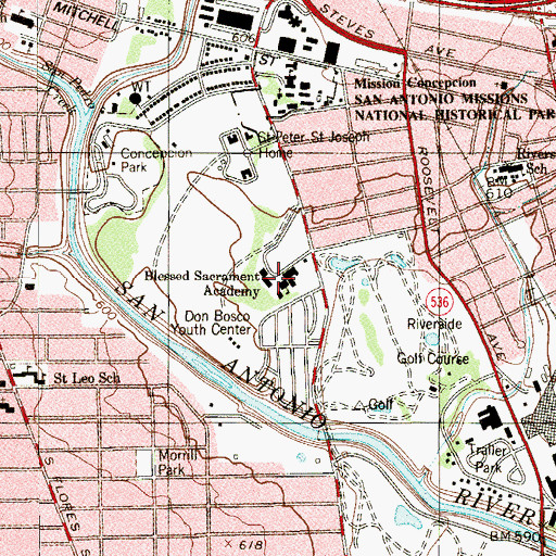 Topographic Map of Blessed Sacrament Academy, TX