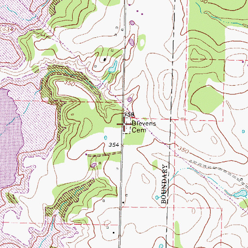 Topographic Map of Blevens Cemetery, TX