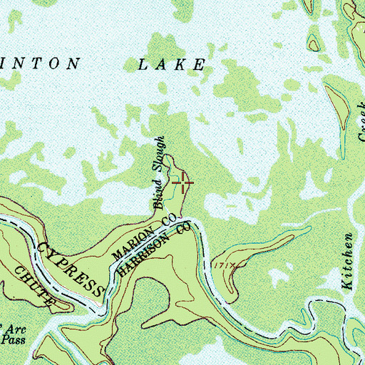 Topographic Map of Blind Slough, TX