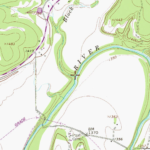 Topographic Map of Block Creek, TX