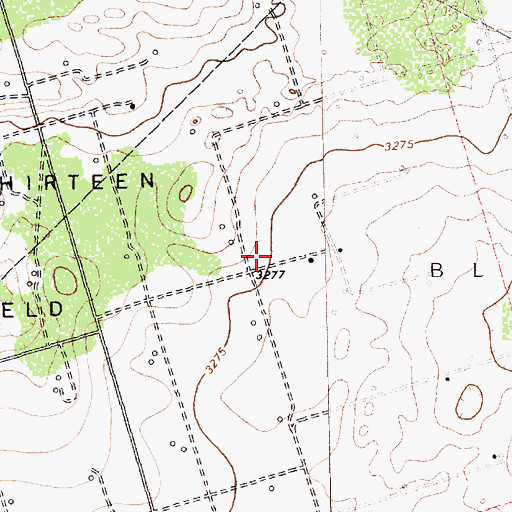 Topographic Map of Block Thirteen Oil Field, TX