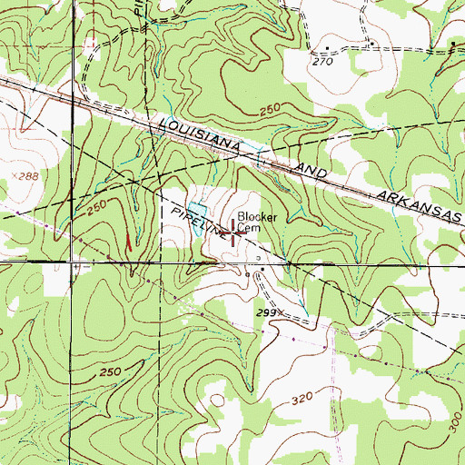 Topographic Map of Blocker Cemetery, TX