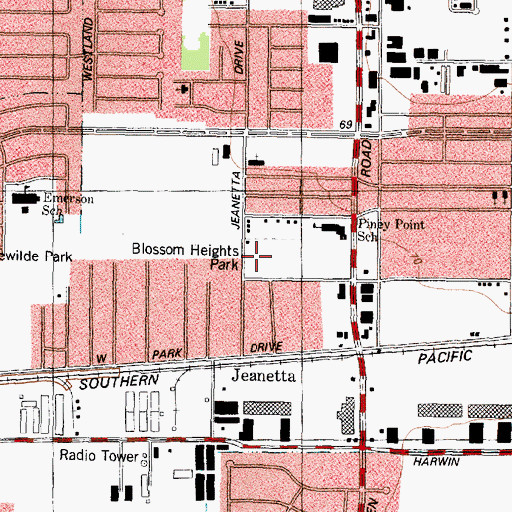 Topographic Map of Blossom Heights Park, TX