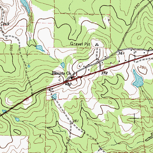 Topographic Map of Blounts Church, TX
