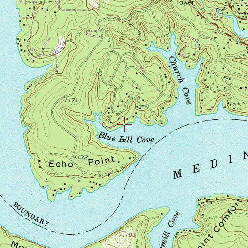 Topographic Map of Blue Bill Cove, TX