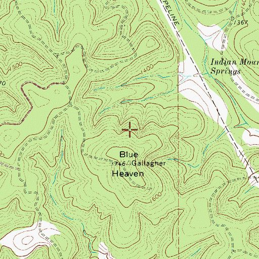 Topographic Map of Blue Heaven, TX