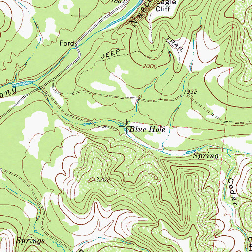 Topographic Map of Blue Hole, TX