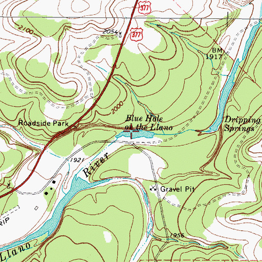 Topographic Map of Blue Hole on the Llano, TX
