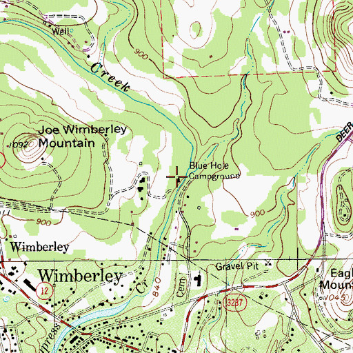 Topographic Map of Blue Hole Campground, TX