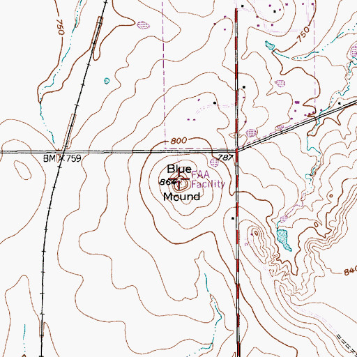 Topographic Map of Blue Mound, TX