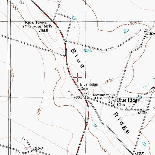 Topographic Map of Blue Ridge, TX