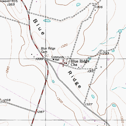 Topographic Map of Blue Ridge Church, TX