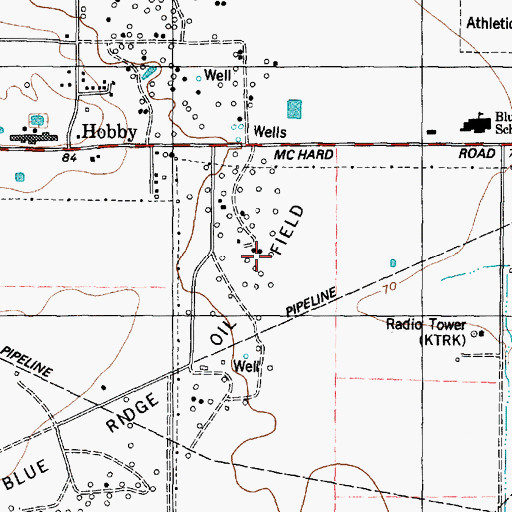 Topographic Map of Blue Ridge Oil Field, TX