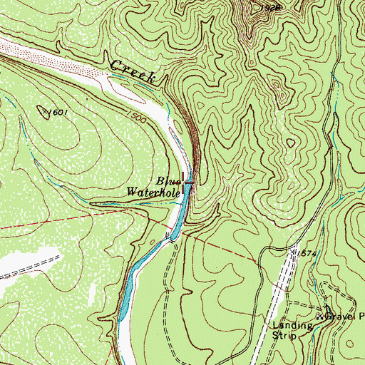 Topographic Map of Blue Waterhole, TX