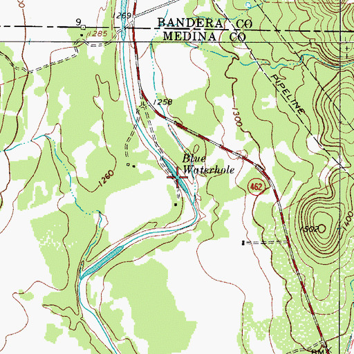 Topographic Map of Blue Waterhole, TX