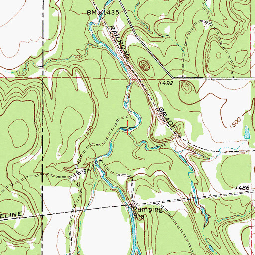 Topographic Map of Bluff Branch, TX
