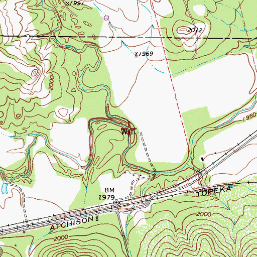 Topographic Map of Bluff Creek, TX