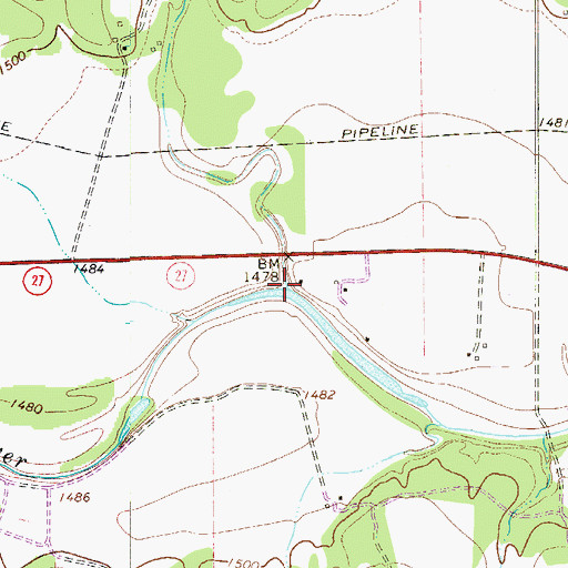 Topographic Map of Bluff Creek, TX