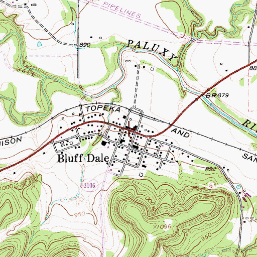Topographic Map of Bluff Dale, TX