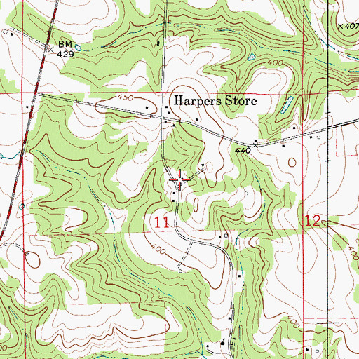 Topographic Map of Booker School (historical), AL