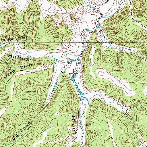 Topographic Map of Blunt Hollow, TX