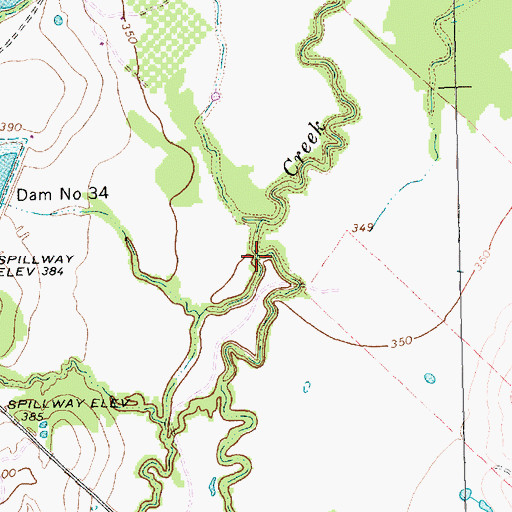 Topographic Map of Board Creek, TX