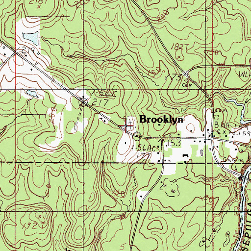 Topographic Map of Brooklyn Church, AL