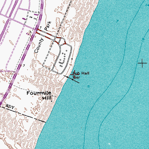 Topographic Map of Bob Hall Pier, TX