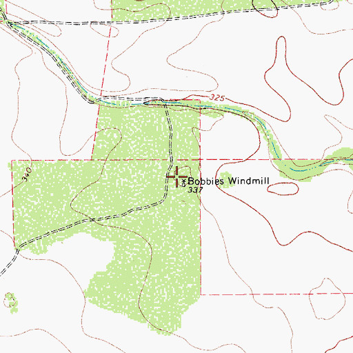 Topographic Map of Bobbies Windmill, TX