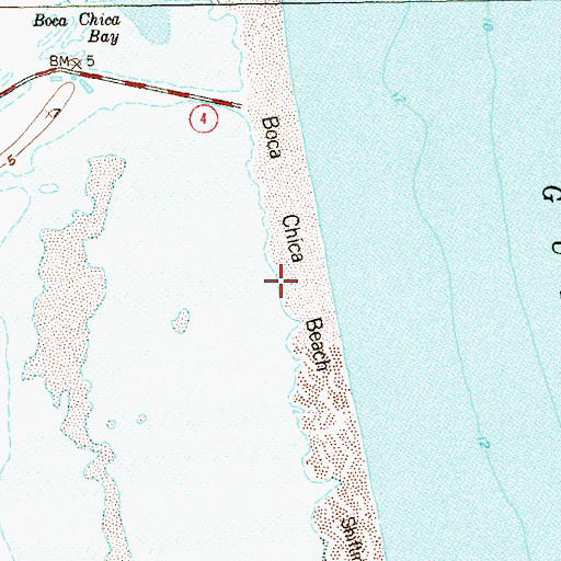 Topographic Map of Boca Chica Beach, TX