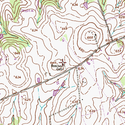 Topographic Map of Boecker Cemetery, TX