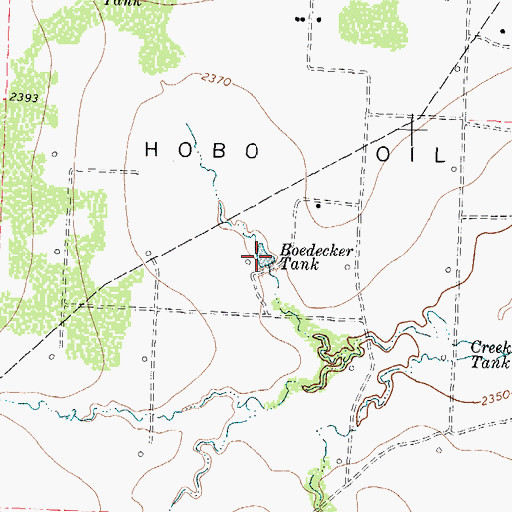 Topographic Map of Boedecker Tank, TX