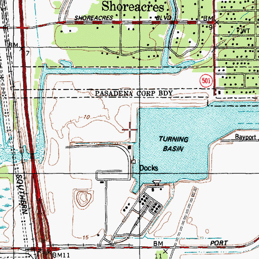 Topographic Map of Boggy Bayou, TX