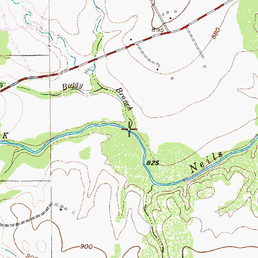 Topographic Map of Boggy Branch, TX