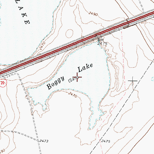 Topographic Map of Boggy Lake, TX