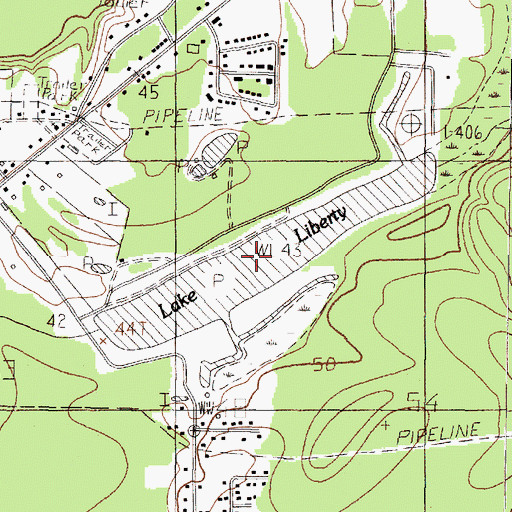 Topographic Map of Lake Liberty, TX