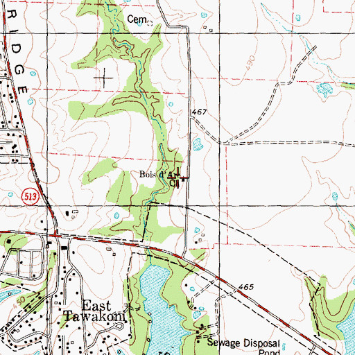Topographic Map of Bois D'Arc Church, TX