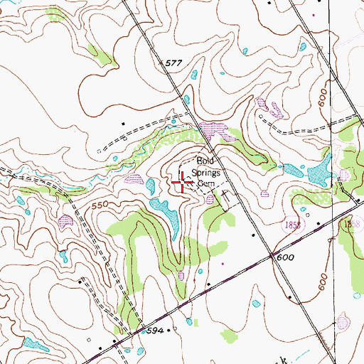 Topographic Map of Bold Springs Cemetery, TX
