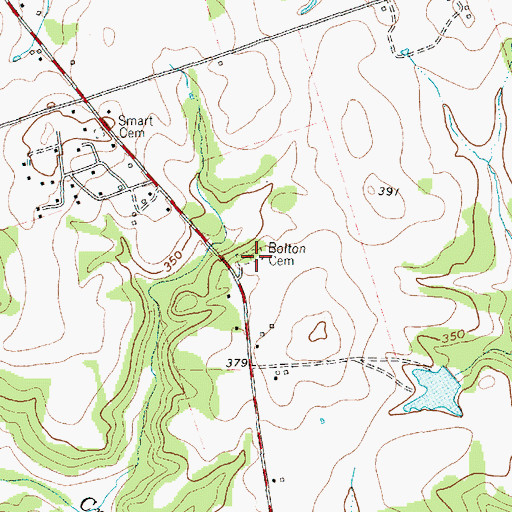 Topographic Map of Bolton Cemetery, TX
