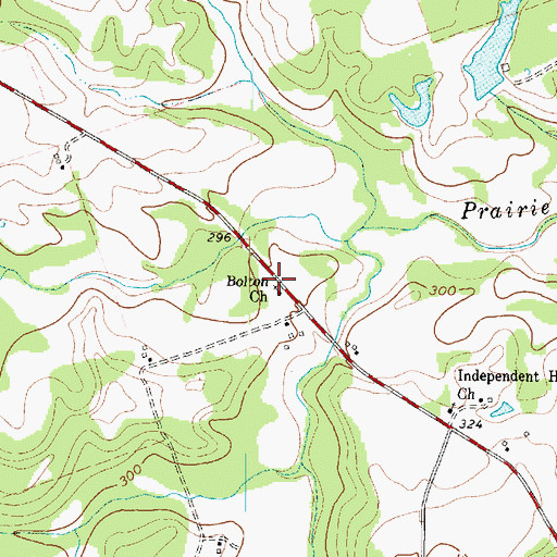 Topographic Map of Bolton Church, TX