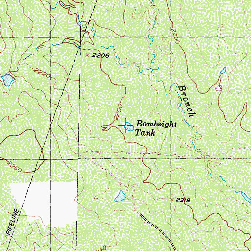 Topographic Map of Bombsight Tank, TX