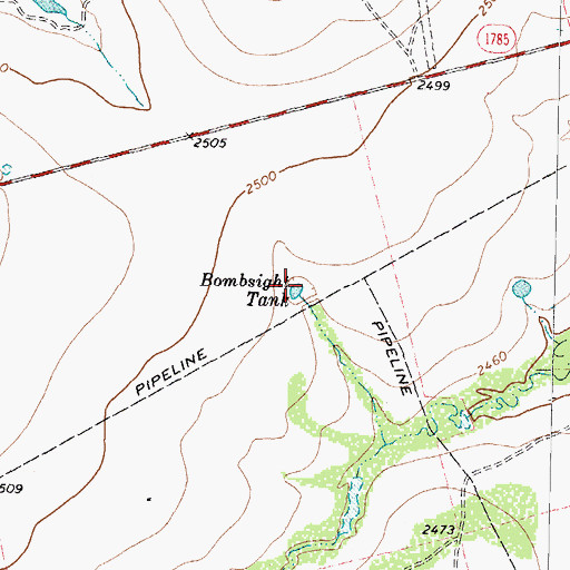 Topographic Map of Bombsight Tank, TX