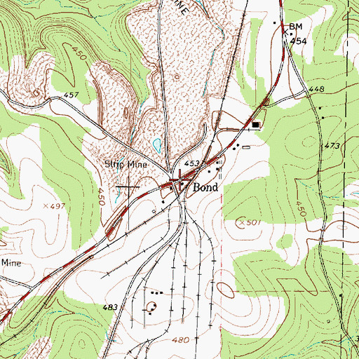 Topographic Map of Bond, TX