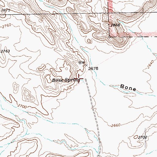 Topographic Map of Bone Spring, TX