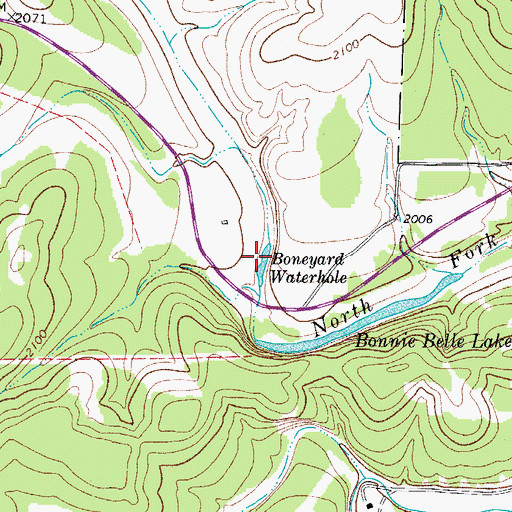 Topographic Map of Boneyard Waterhole, TX