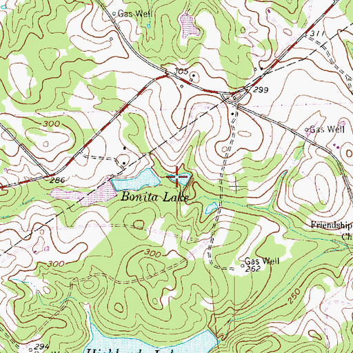 Topographic Map of Bonita Lake, TX