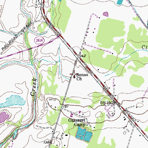 Topographic Map of Bonus Church, TX