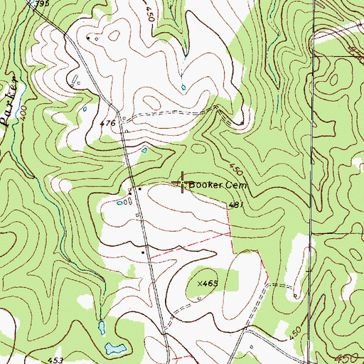 Topographic Map of Booker Cemetery, TX